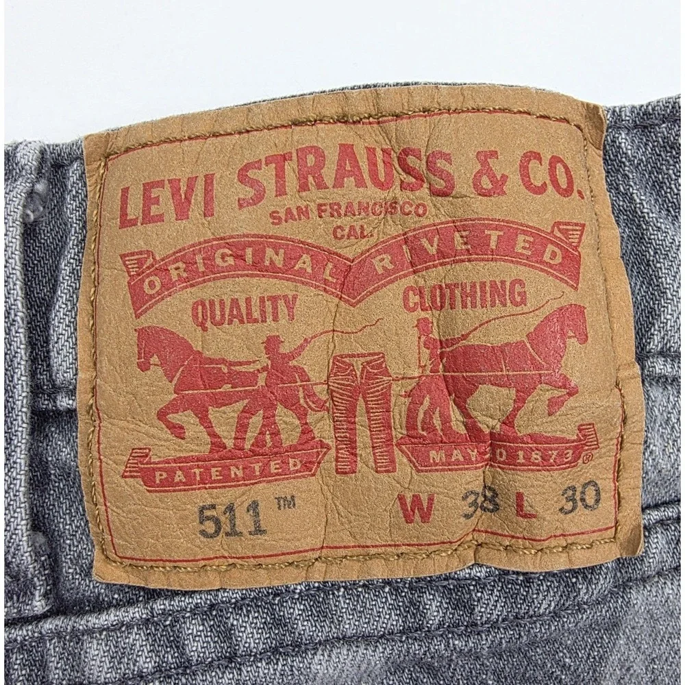 Levi's 511‎ Slim Fit Slate Gray Camo Tapered Leg Jeans Men's Size 36x27 Altered